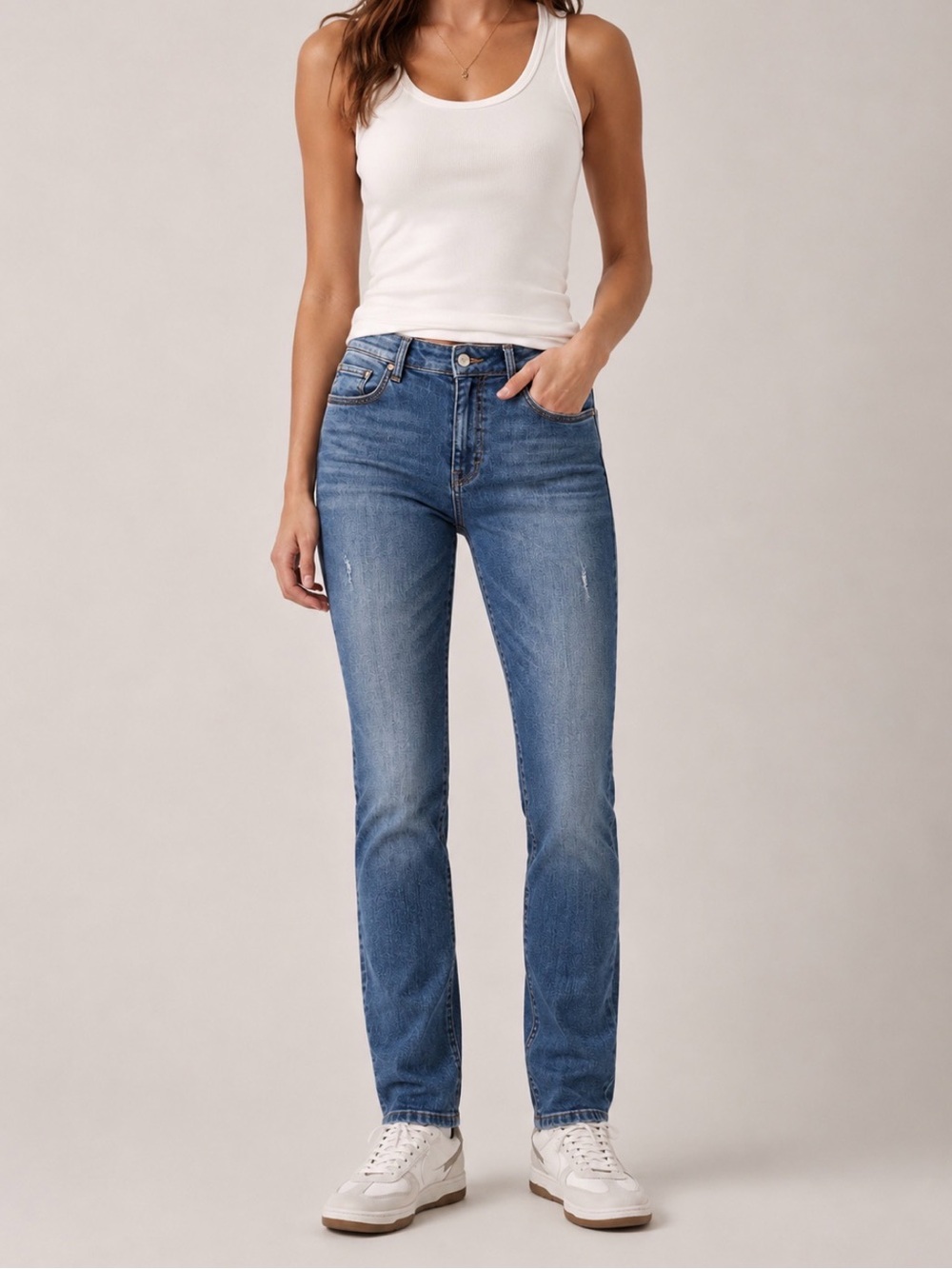 Mavi Slim Straight Jeans Medium Wash Distressed Denim Size 31